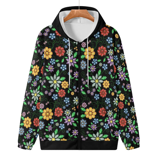 Women's Métis Inspired Floral Beaded Zipper Hoodie