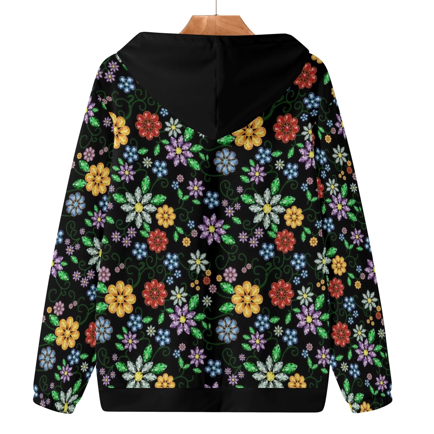 Women's Métis Inspired Floral Beaded Zipper Hoodie