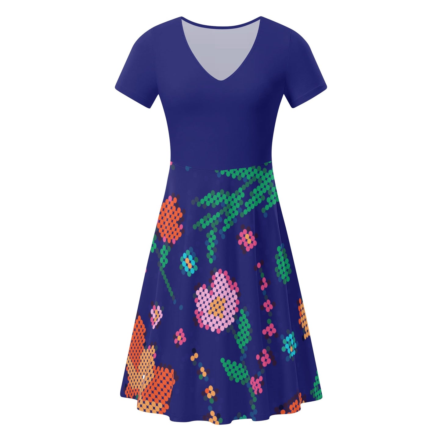 Women's Métis Digital Dotted Floral Navy Summer Dress