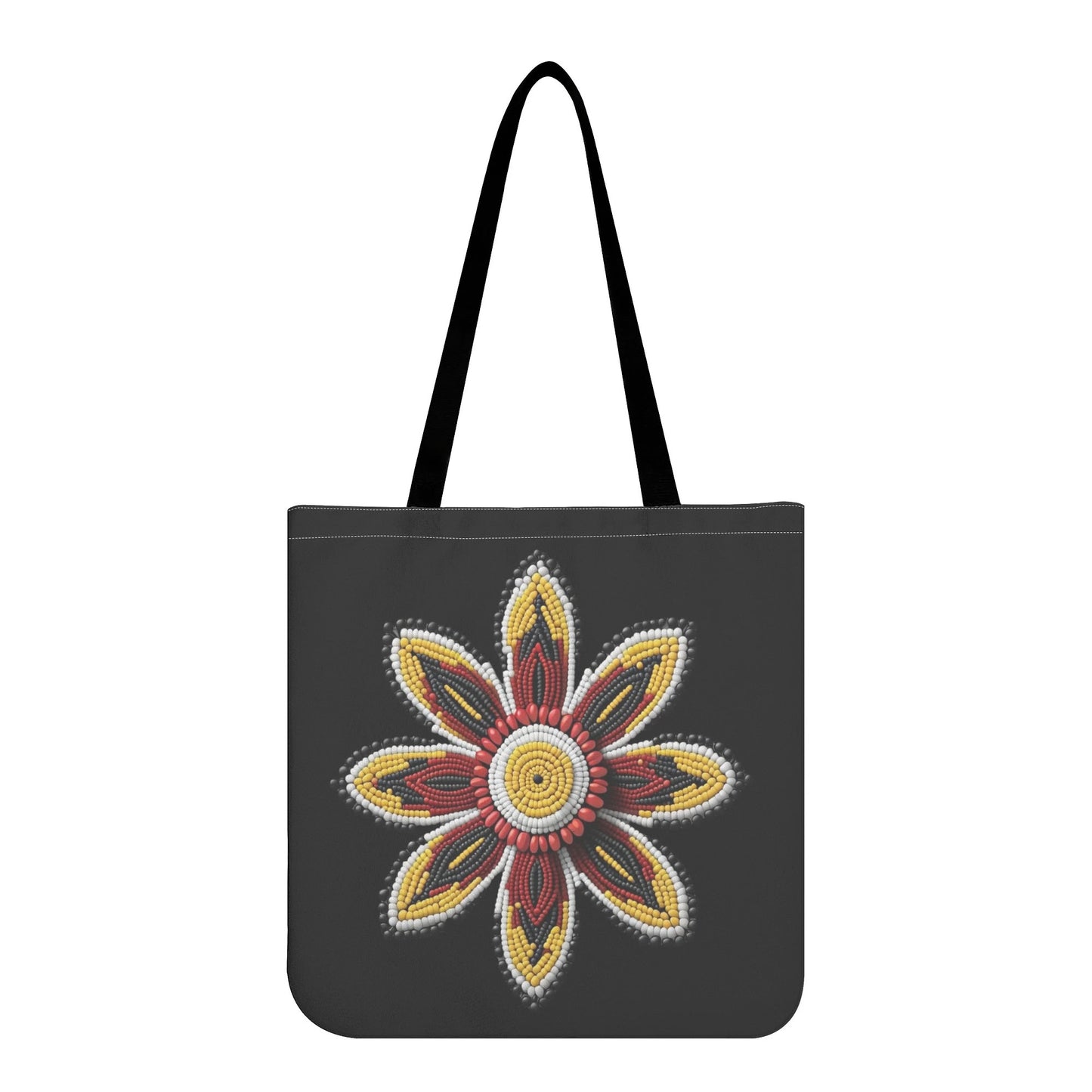 Red Beaded Flower Tote Bag