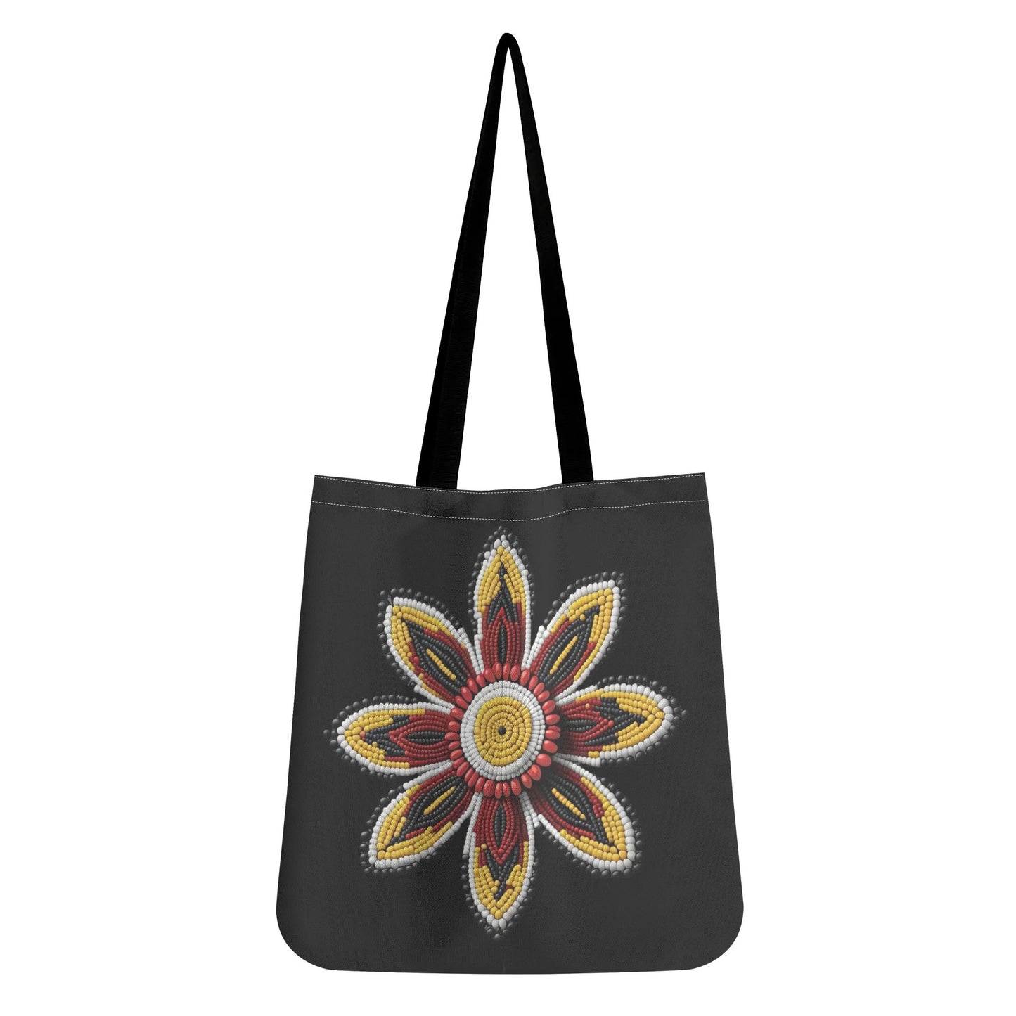 Red Beaded Flower Tote Bag