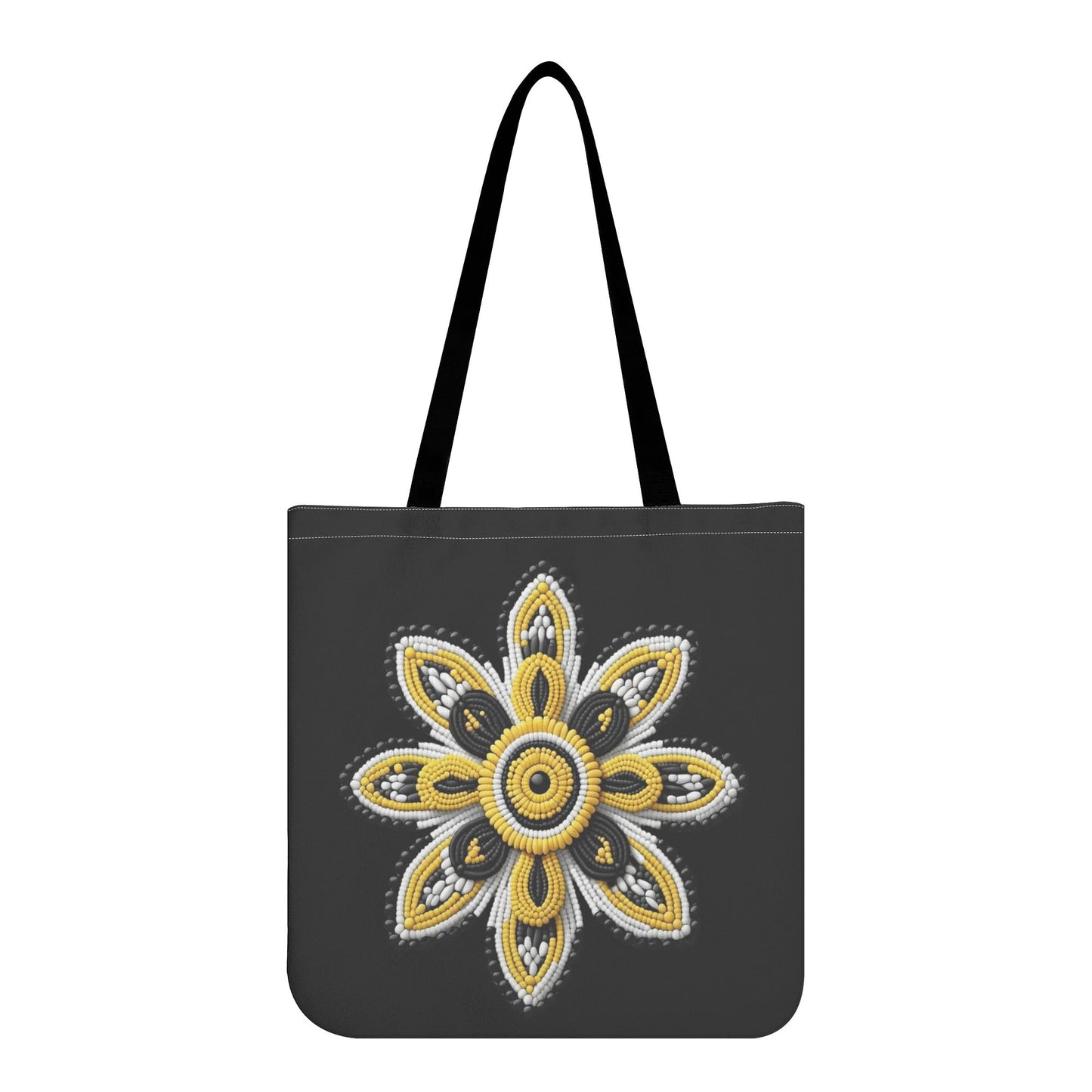 Yellow Beaded Flower Tote Bag