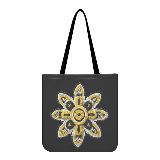 Yellow Beaded Flower Tote Bag