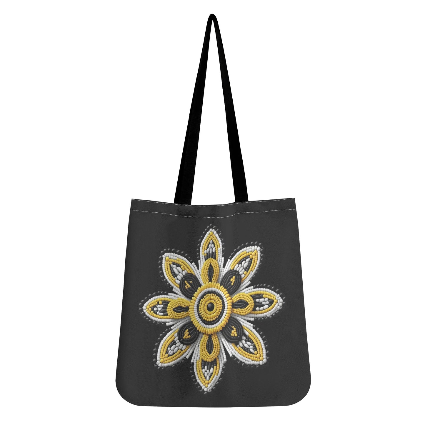 Yellow Beaded Flower Tote Bag