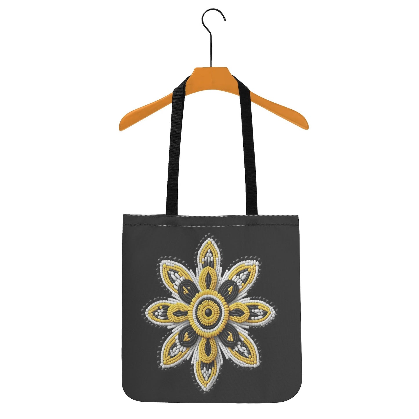 Yellow Beaded Flower Tote Bag