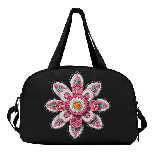 Pink Beaded Flower Travel Bag