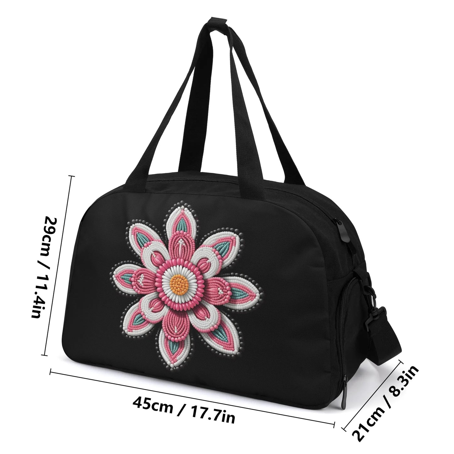 Pink Beaded Flower Travel Bag