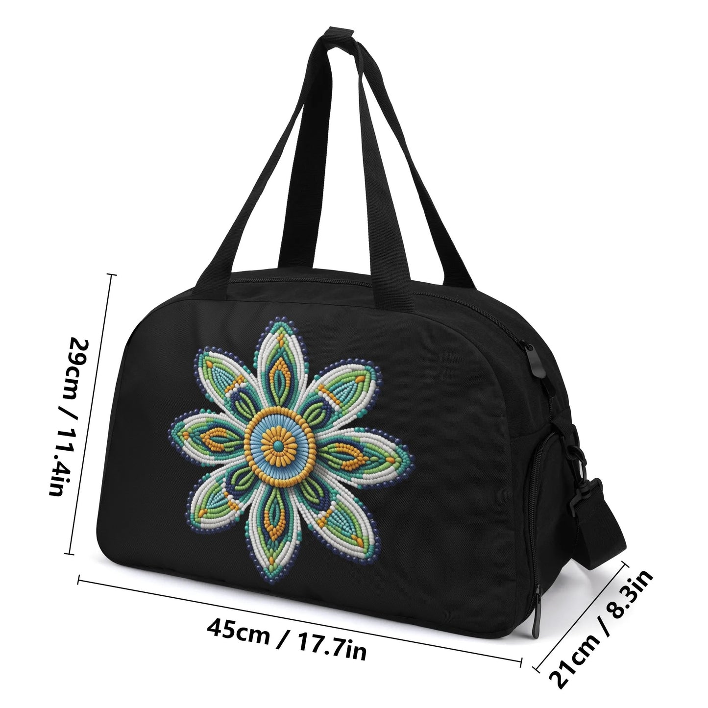 Green Beaded Flower Travel Bag