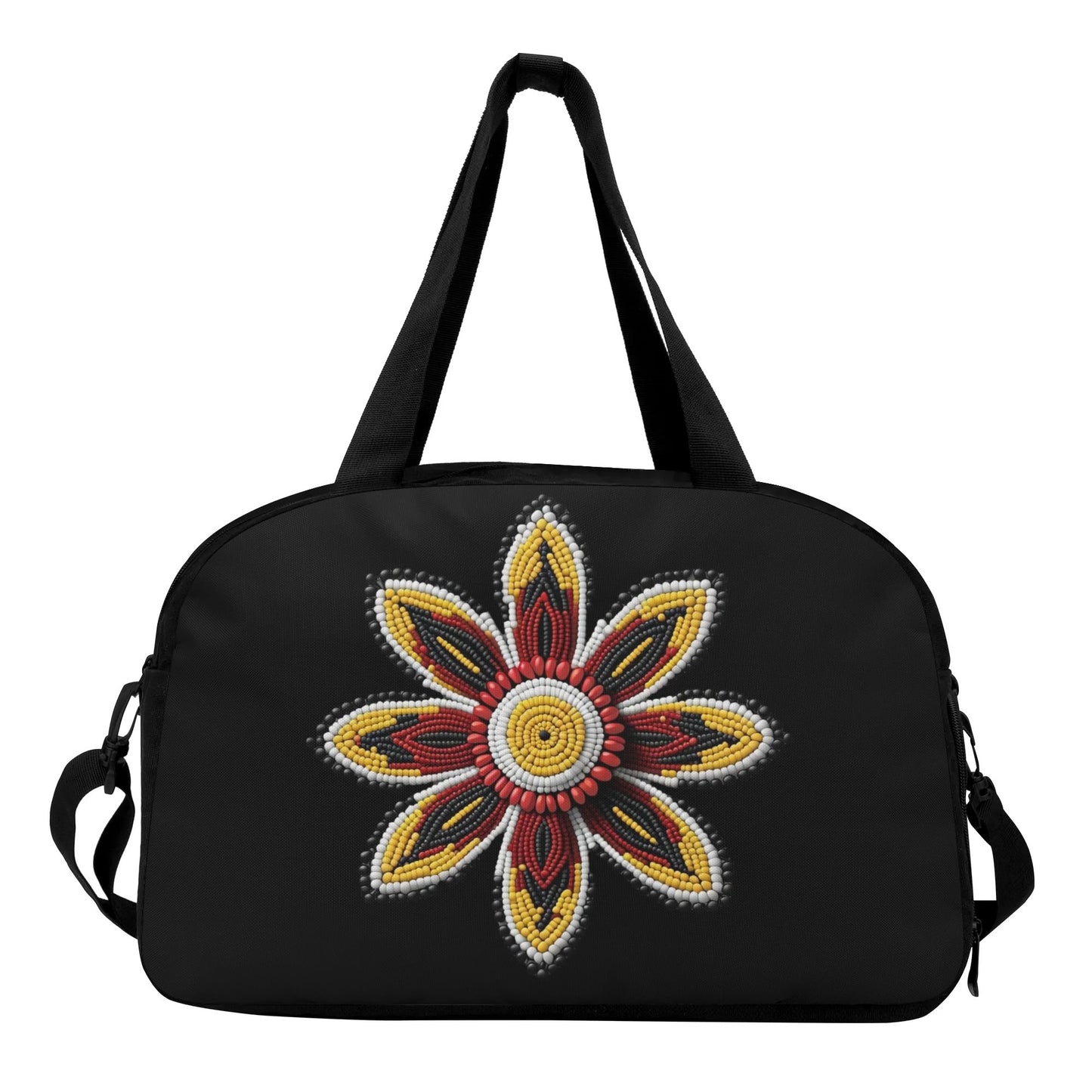 Red Beaded Flower Travel Bag