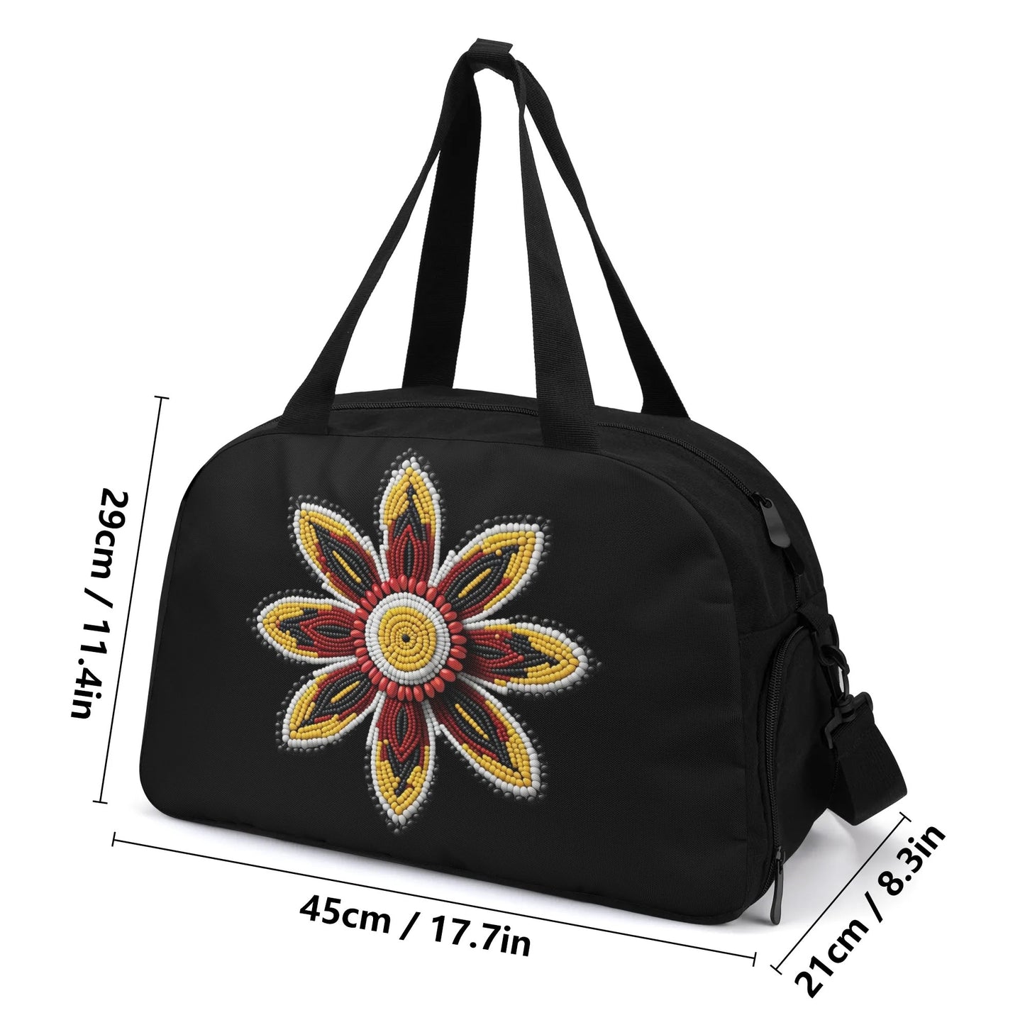 Red Beaded Flower Travel Bag