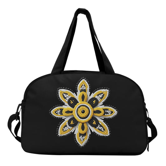 Yellow Beaded Flower Travel Bag