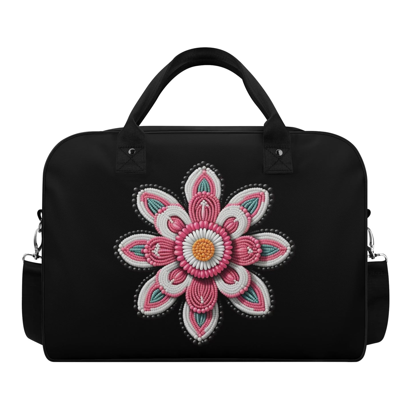 Pink Beaded Flower Holdall Bag