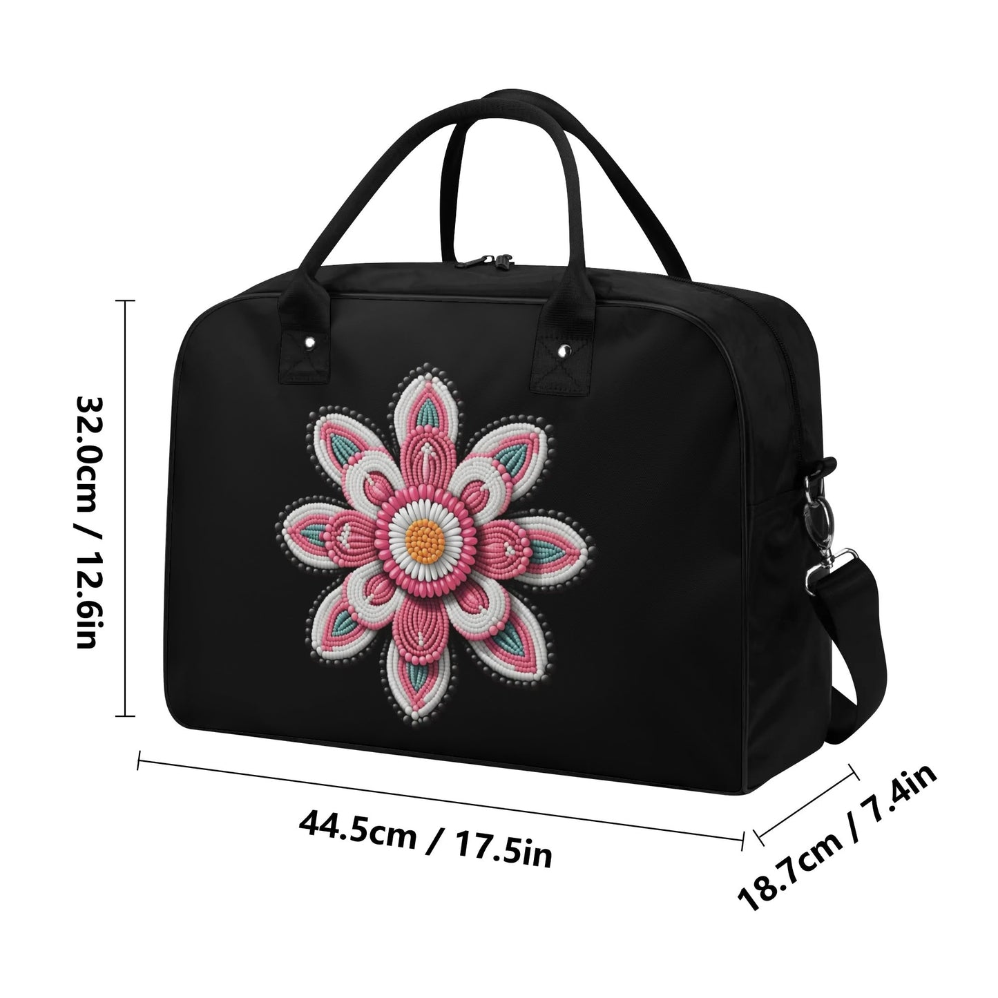 Pink Beaded Flower Holdall Bag