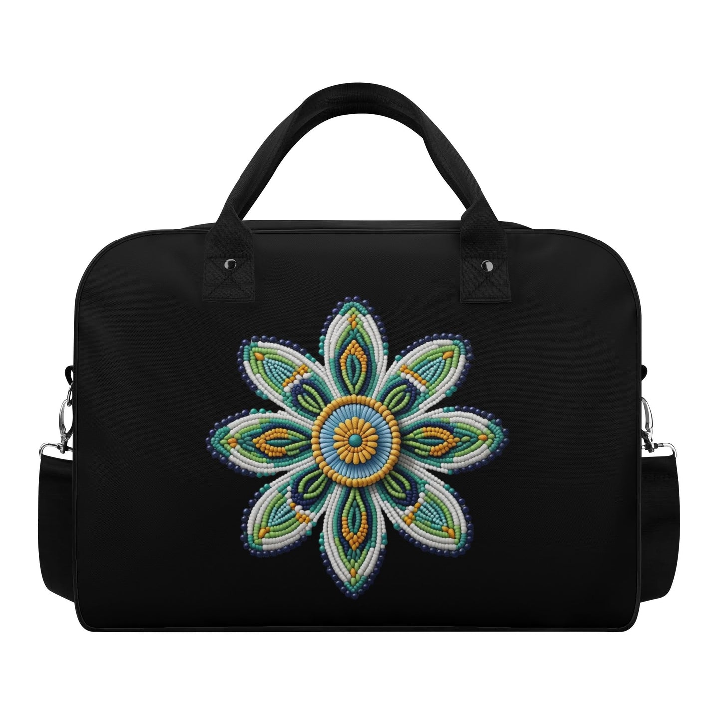 Green Beaded Flower Holdall Bag