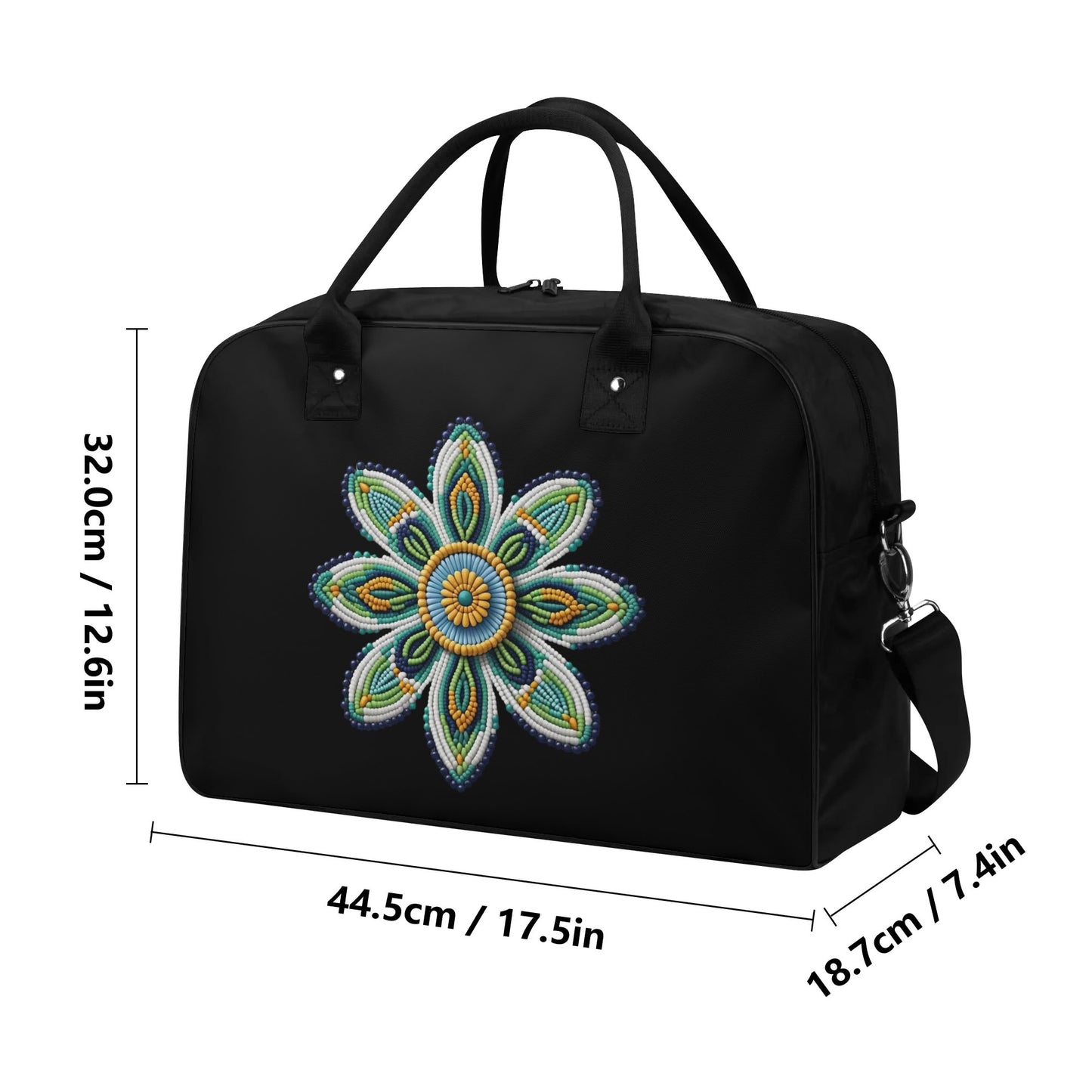 Green Beaded Flower Holdall Bag