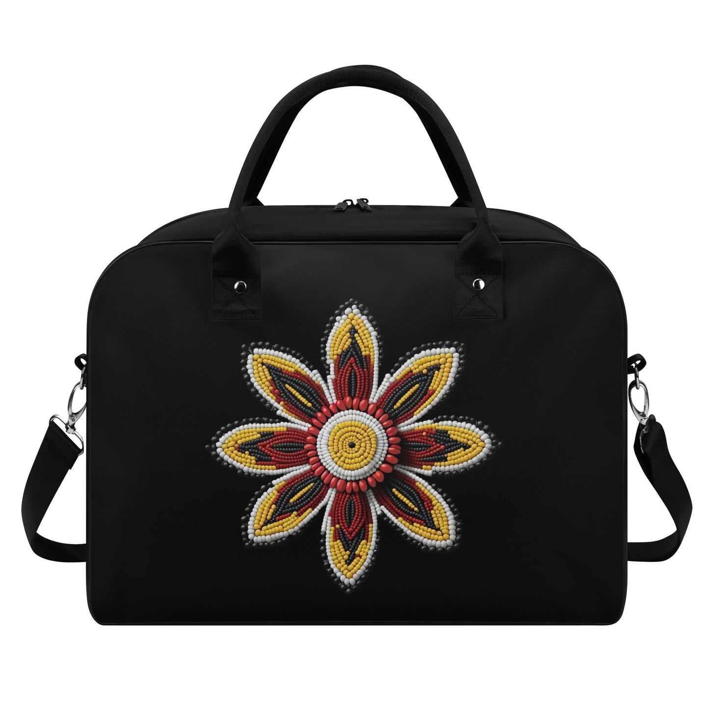 Red Beaded Flower Holdall Bag