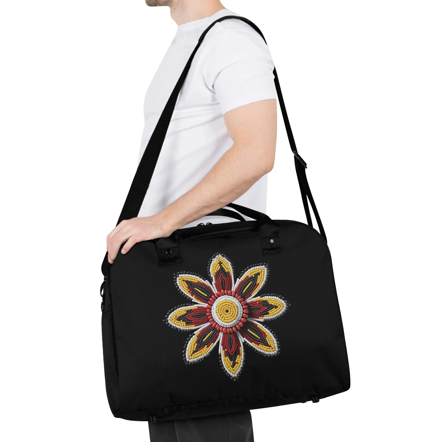 Red Beaded Flower Holdall Bag