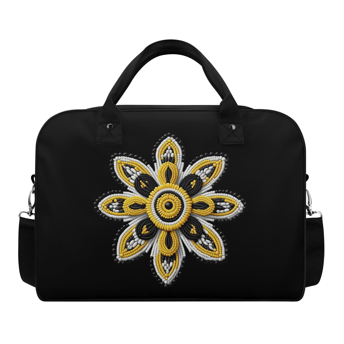 Yellow Beaded Flower Holdall Bag