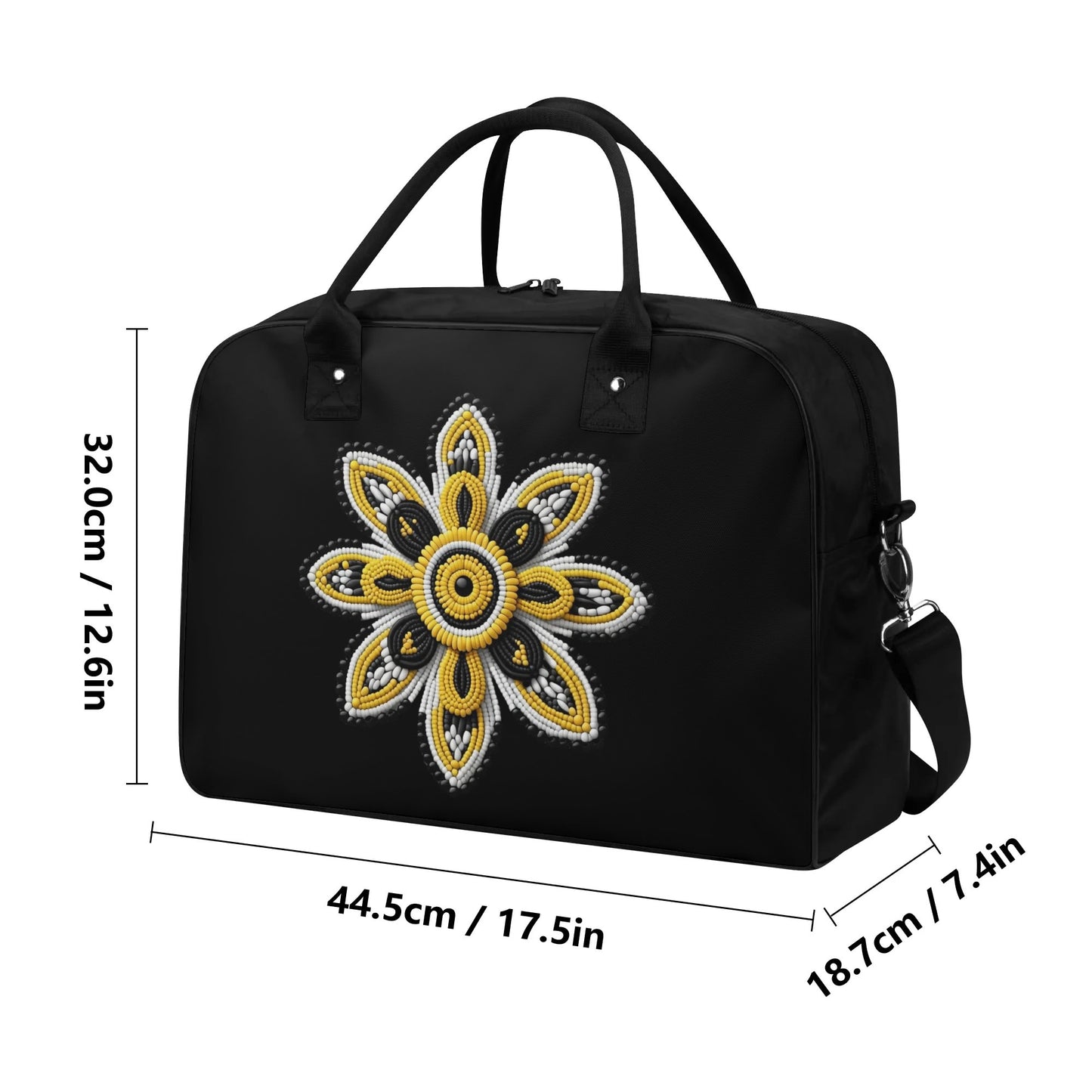 Yellow Beaded Flower Holdall Bag