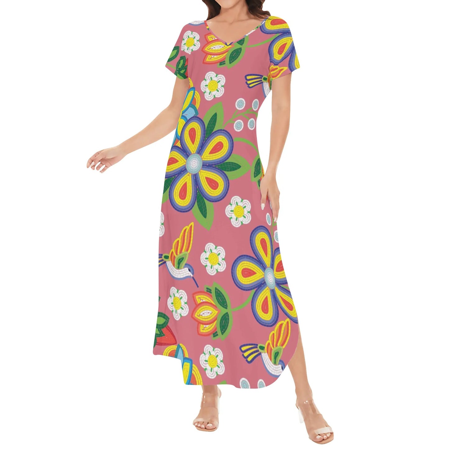 Women's Métis Floral Beaded Long Draped Dress