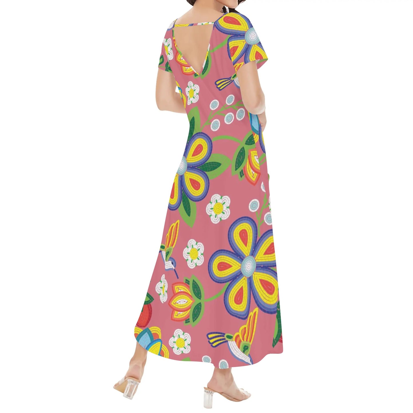 Women's Métis Floral Beaded Long Draped Dress