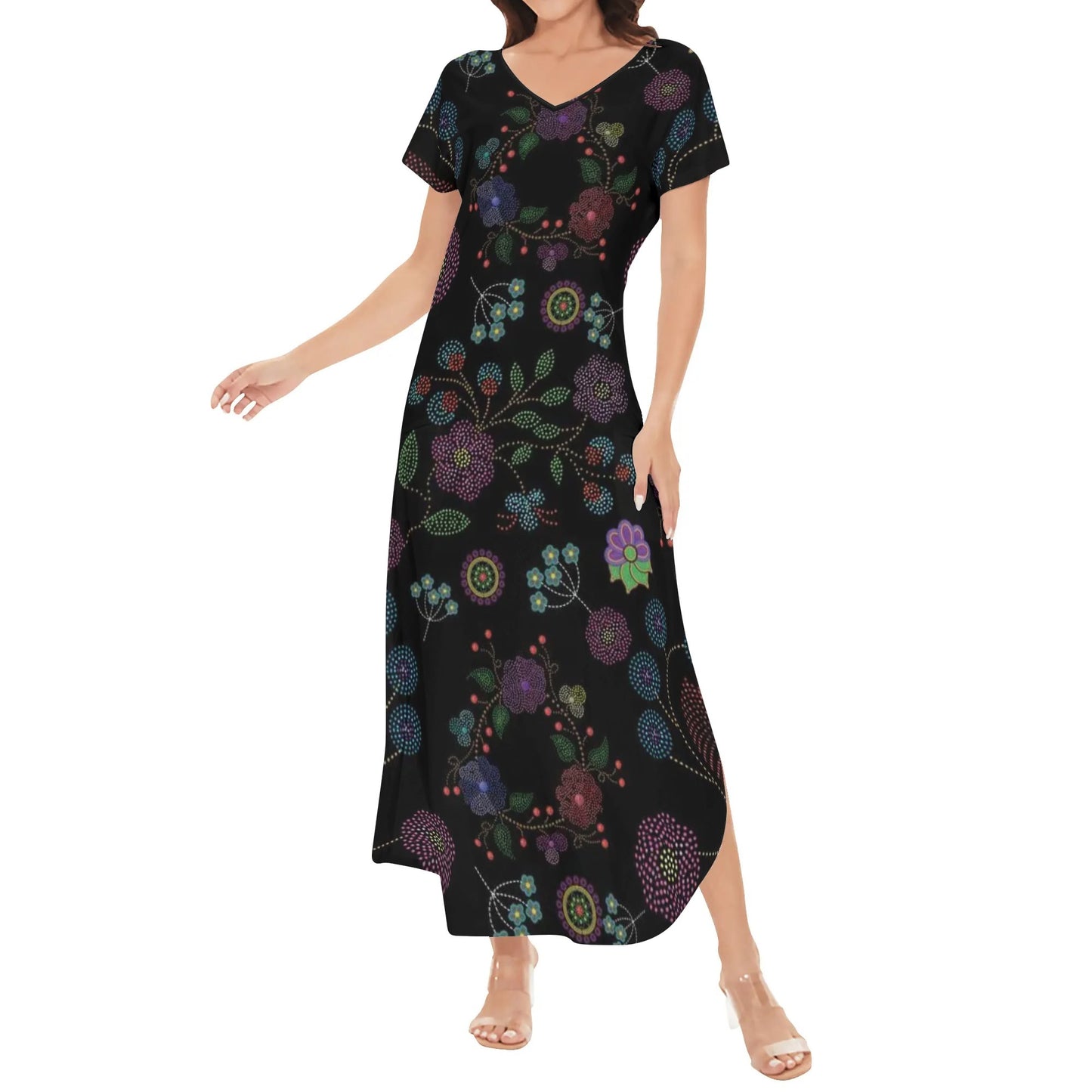 Women's Métis Floral Dotted Long Draped Dress