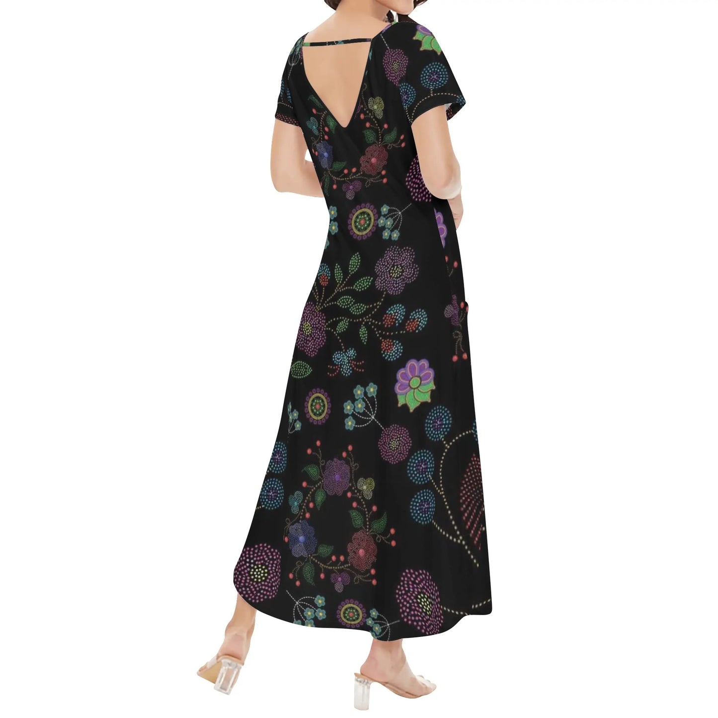 Women's Métis Floral Dotted Long Draped Dress