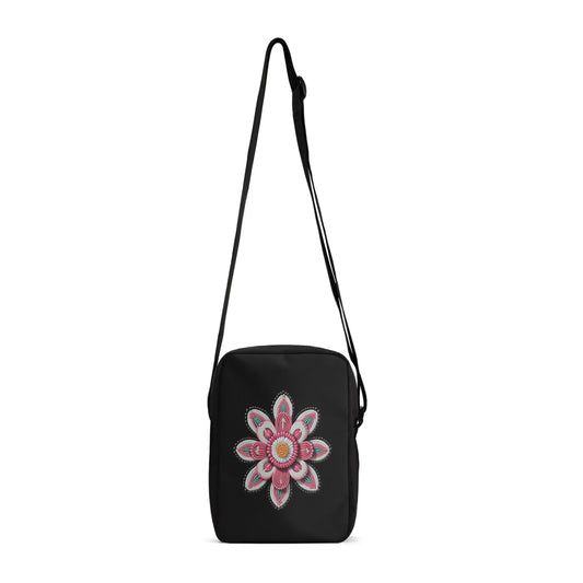 Pink Beaded Flower Cross Body Bag