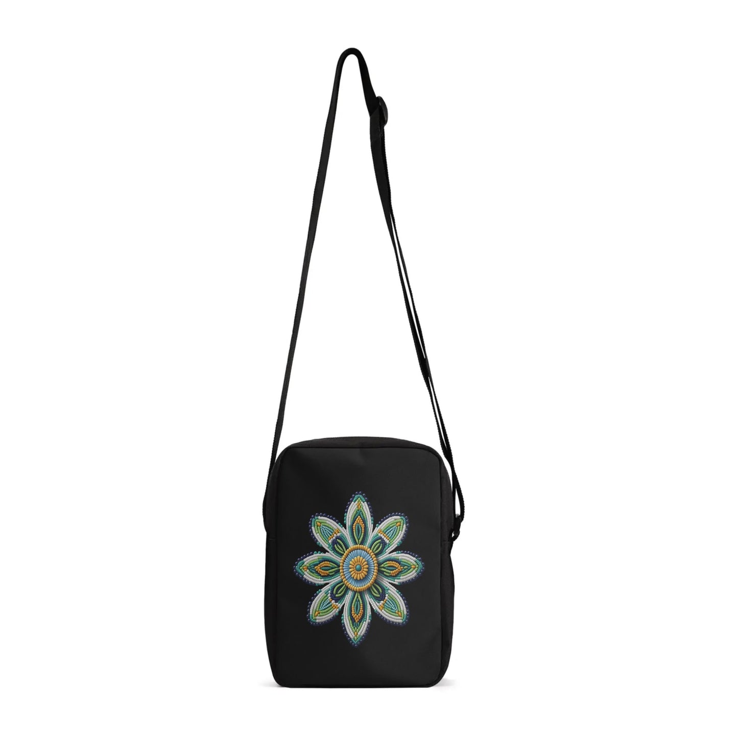 Green Beaded Flower Cross Body Bag