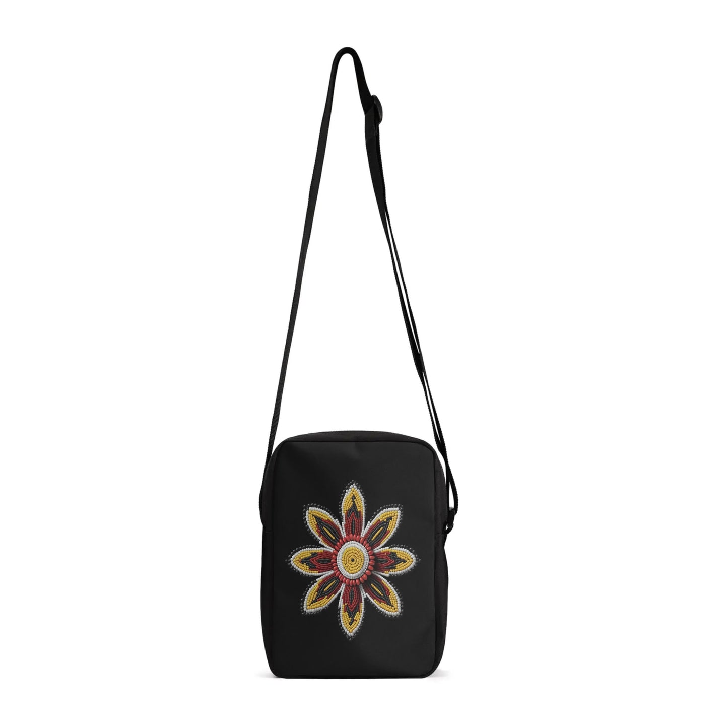 Red Beaded Flower Cross Body Bag