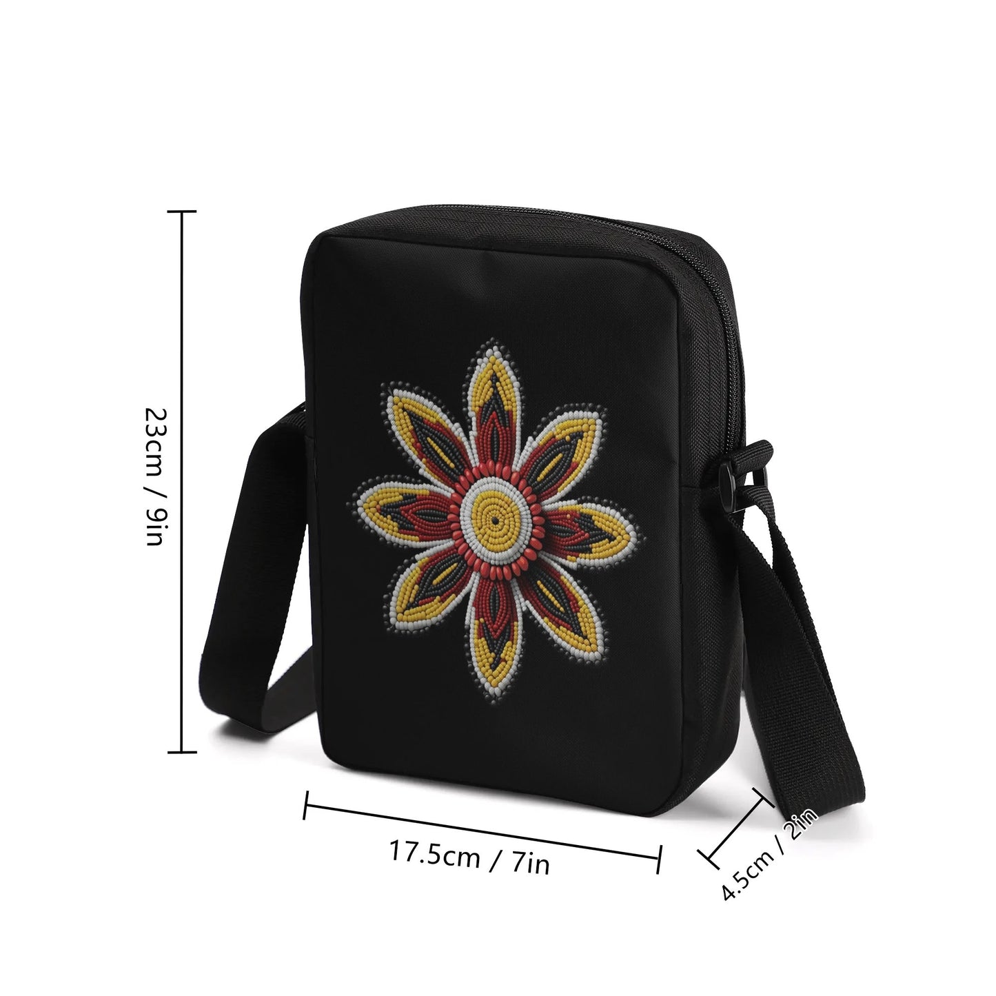 Red Beaded Flower Cross Body Bag