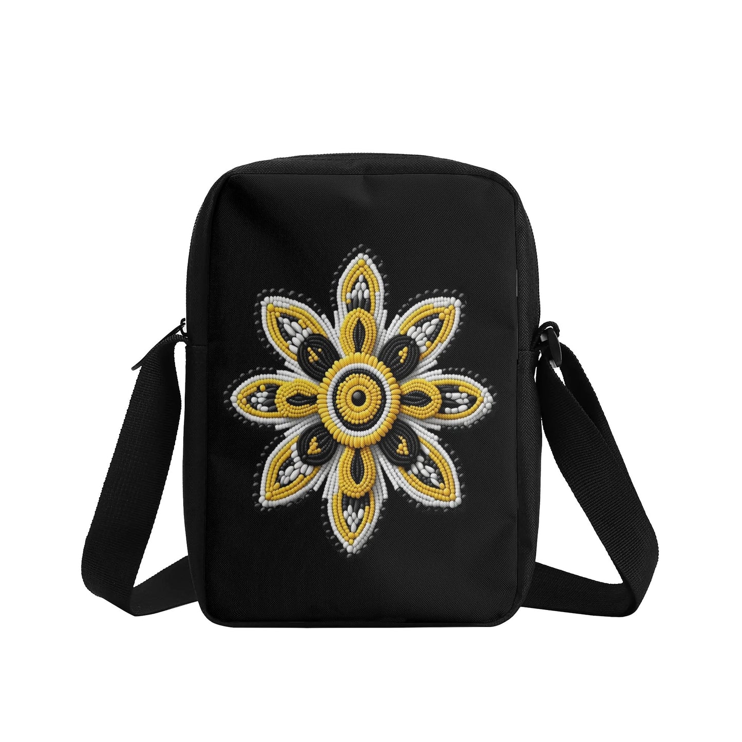 Yellow Beaded Flower Cross Body Bag