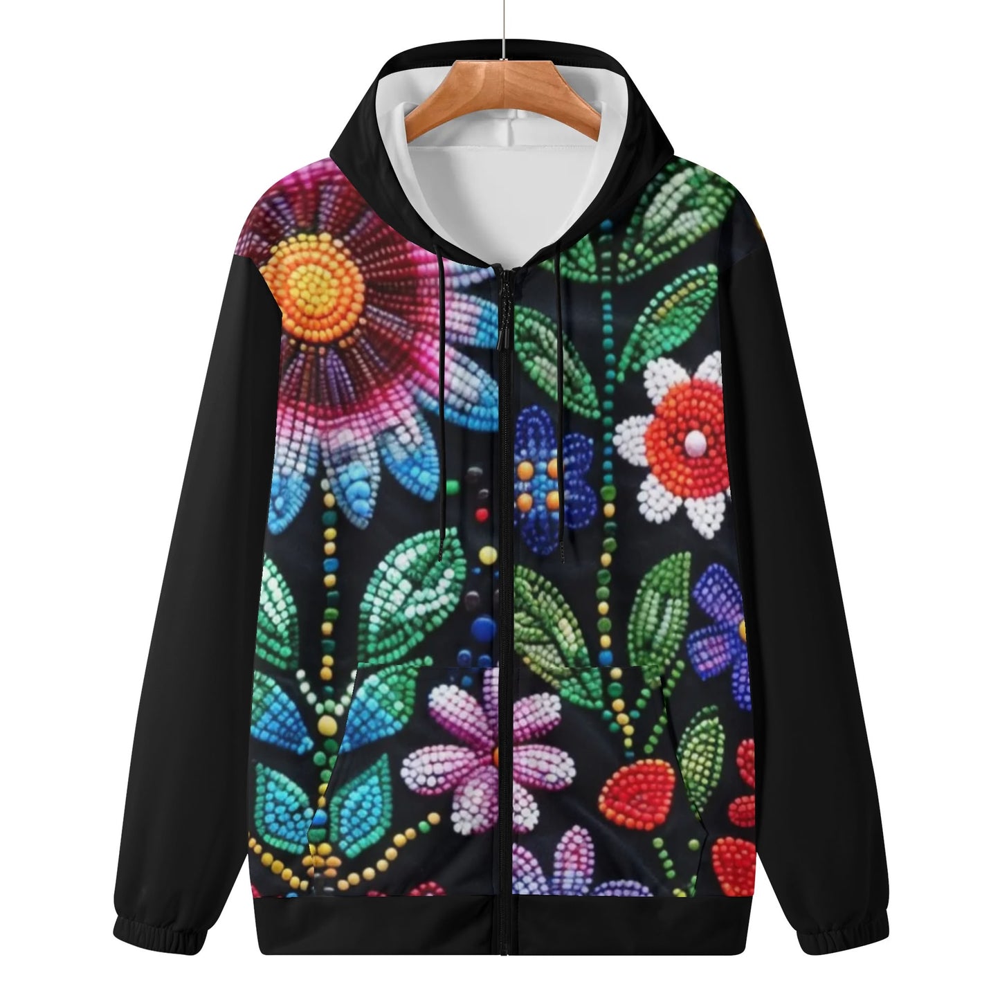 Women's Summer Flower Beaded Zipper Hoodie