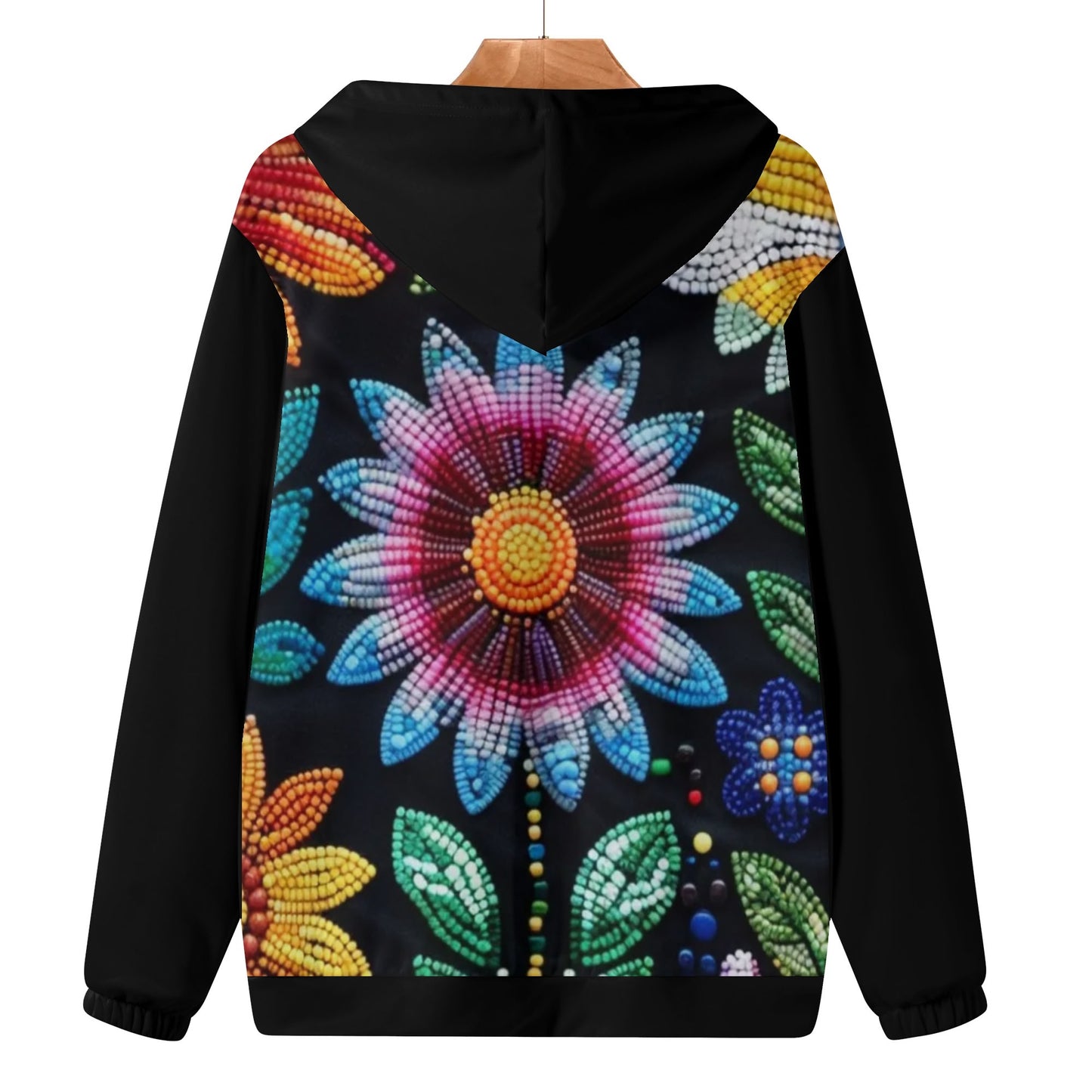 Women's Summer Flower Beaded Zipper Hoodie