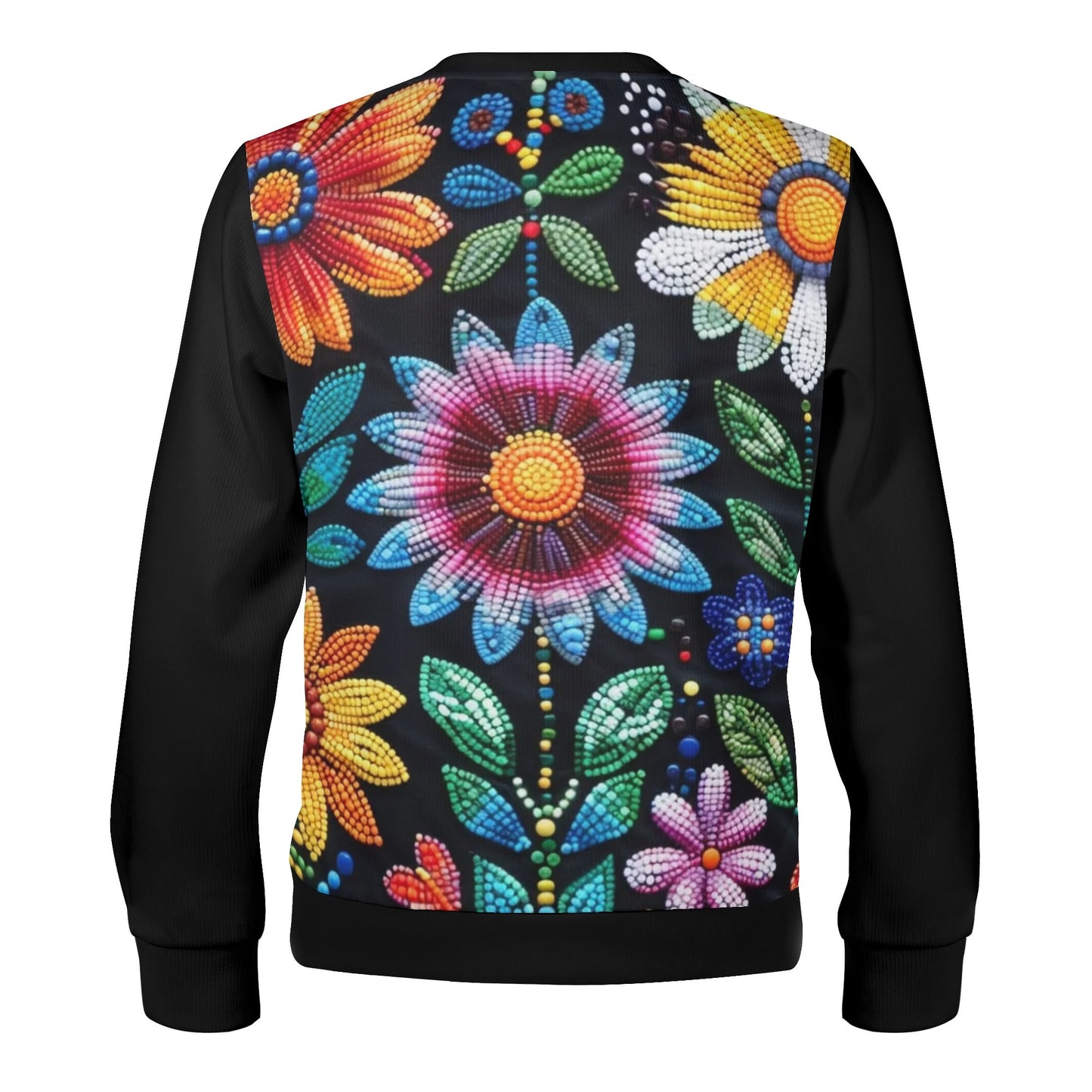 Unisex Summer Flower Beaded Crewneck Pullover Sweatshirt