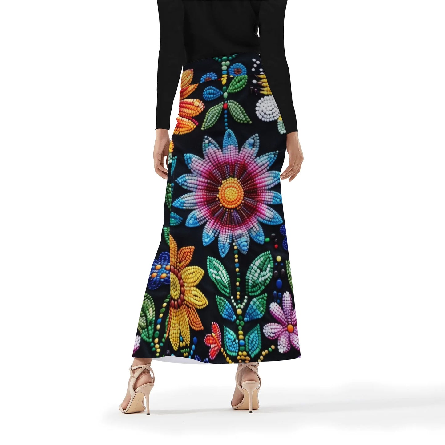 Women's Summer Flower Beaded Long Skirt