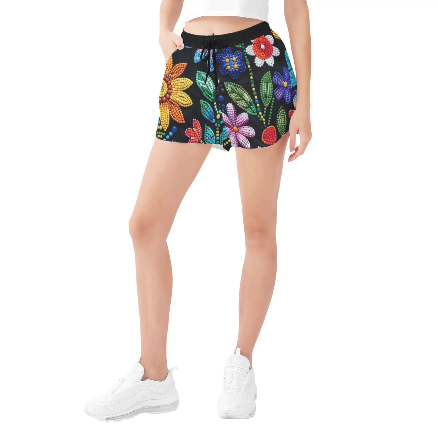 Women's Summer Flower Beaded Beach Shorts