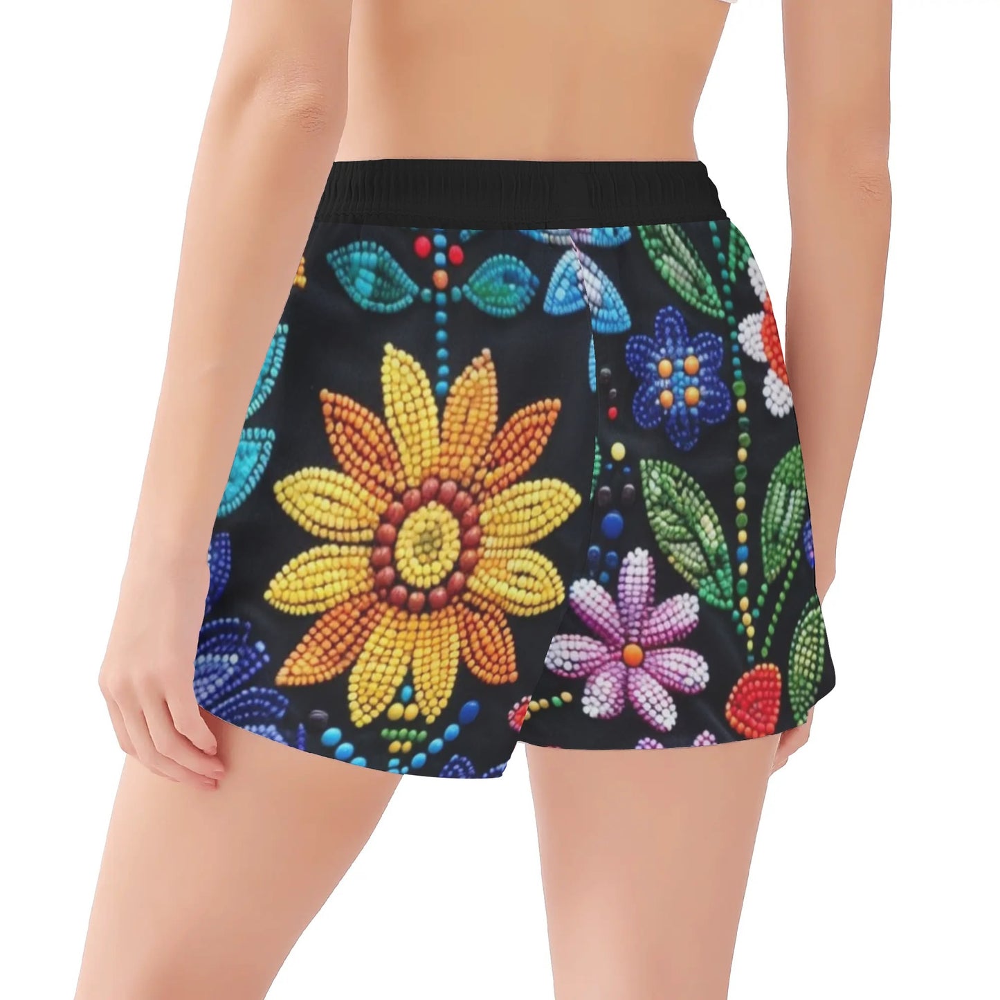 Women's Summer Flower Beaded Beach Shorts