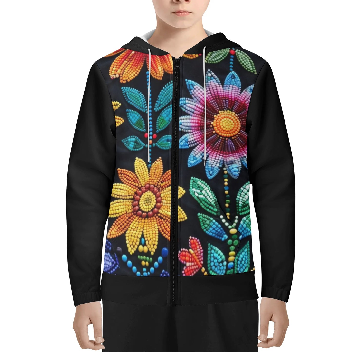 Children's Summer Flower Beaded Lightweight Zip Hoodie