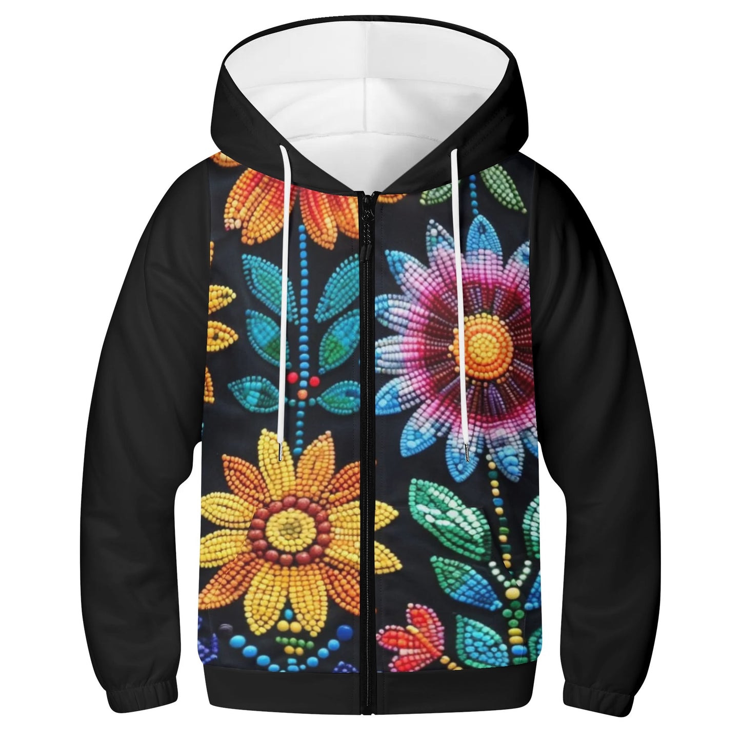 Children's Summer Flower Beaded Lightweight Zip Hoodie