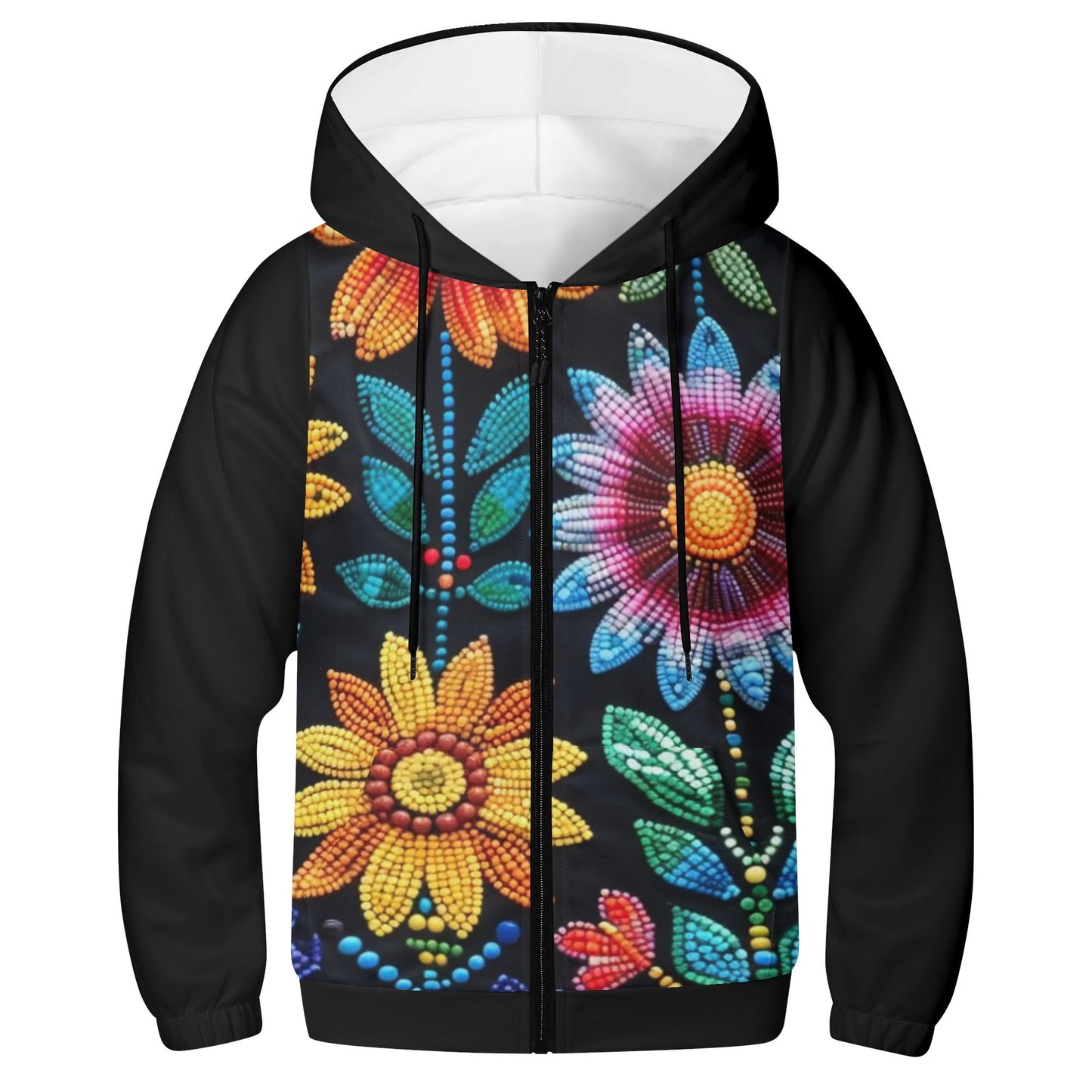 Children's Summer Flower Beaded Lightweight Zip Hoodie