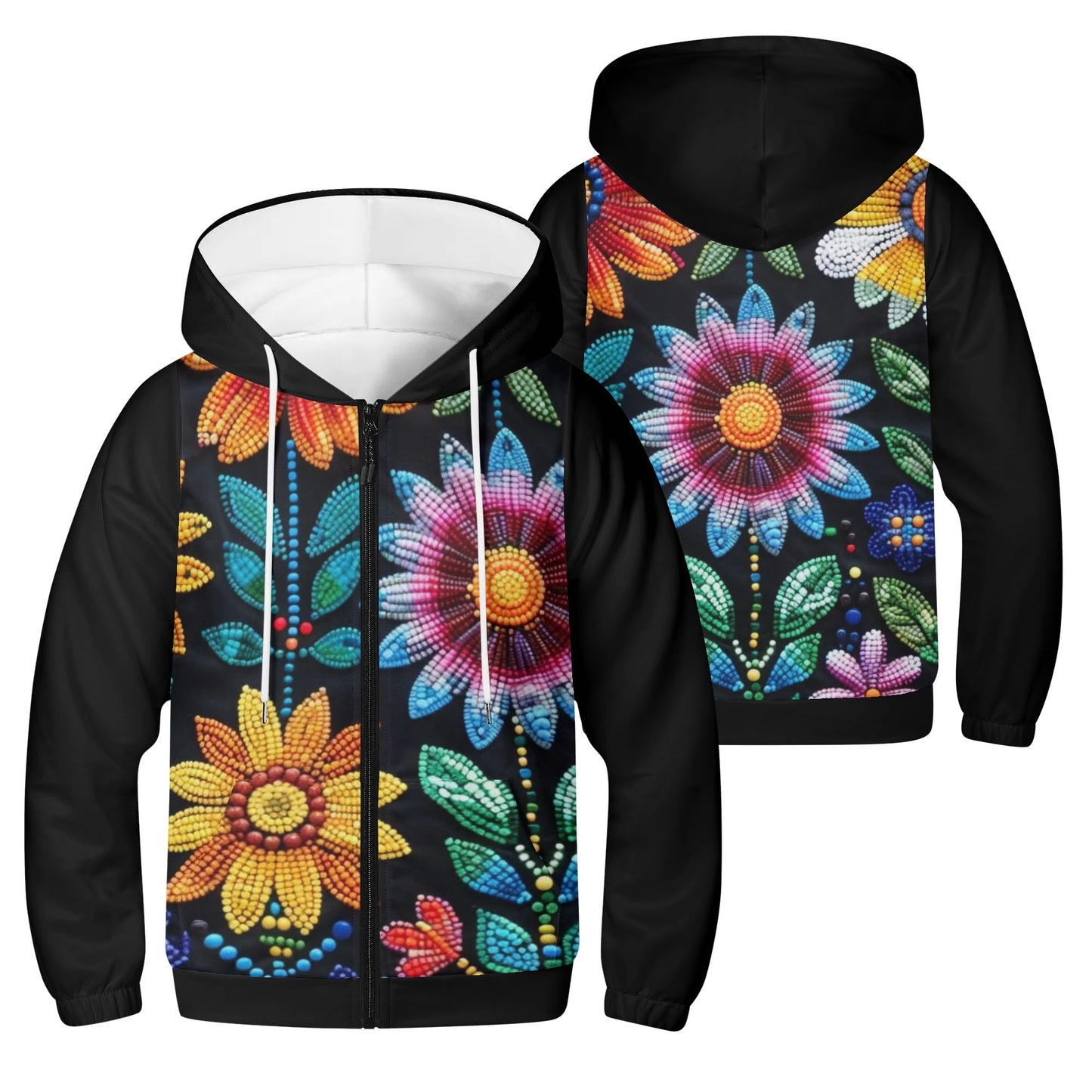 Children's Summer Flower Beaded Lightweight Zip Hoodie