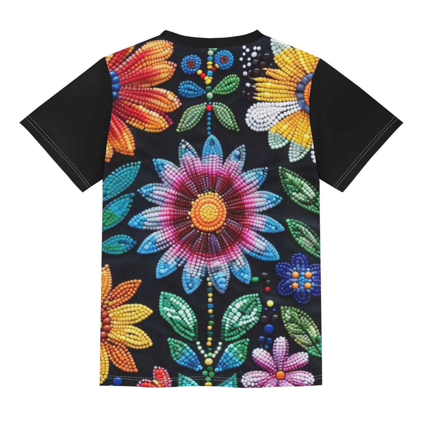 Children's Summer Flower Beaded Loose Fit T-Shirt