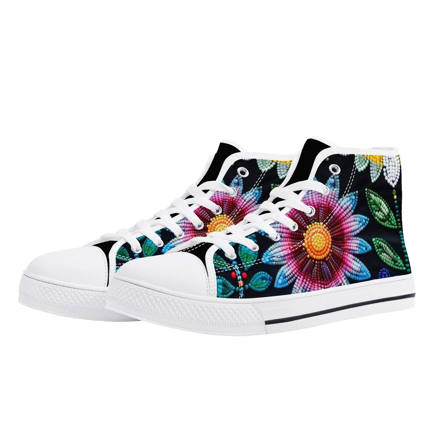 Women's Summer Flower Beaded High Top Canvas Shoes