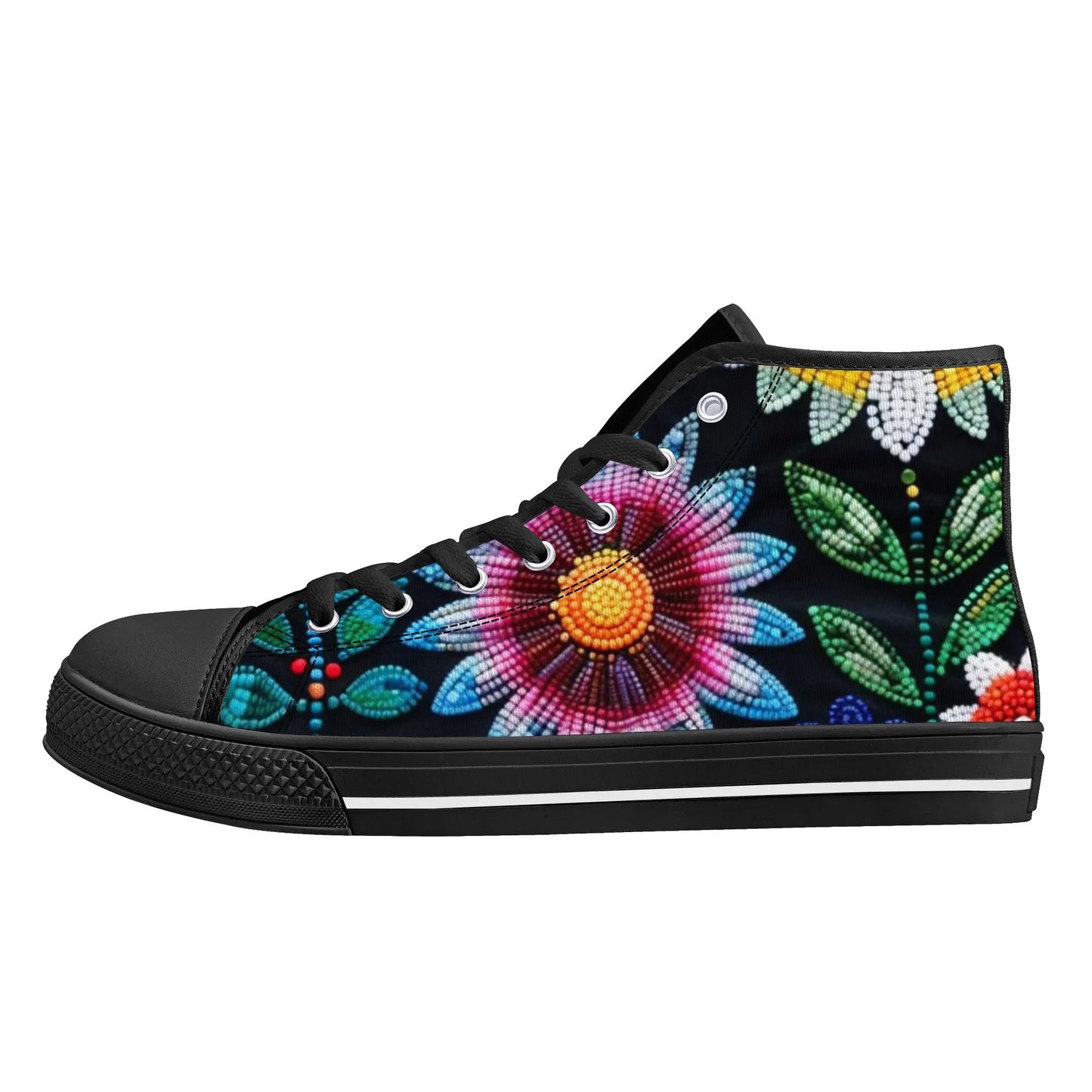 Women's Summer Flower Beaded High Top Canvas Shoes