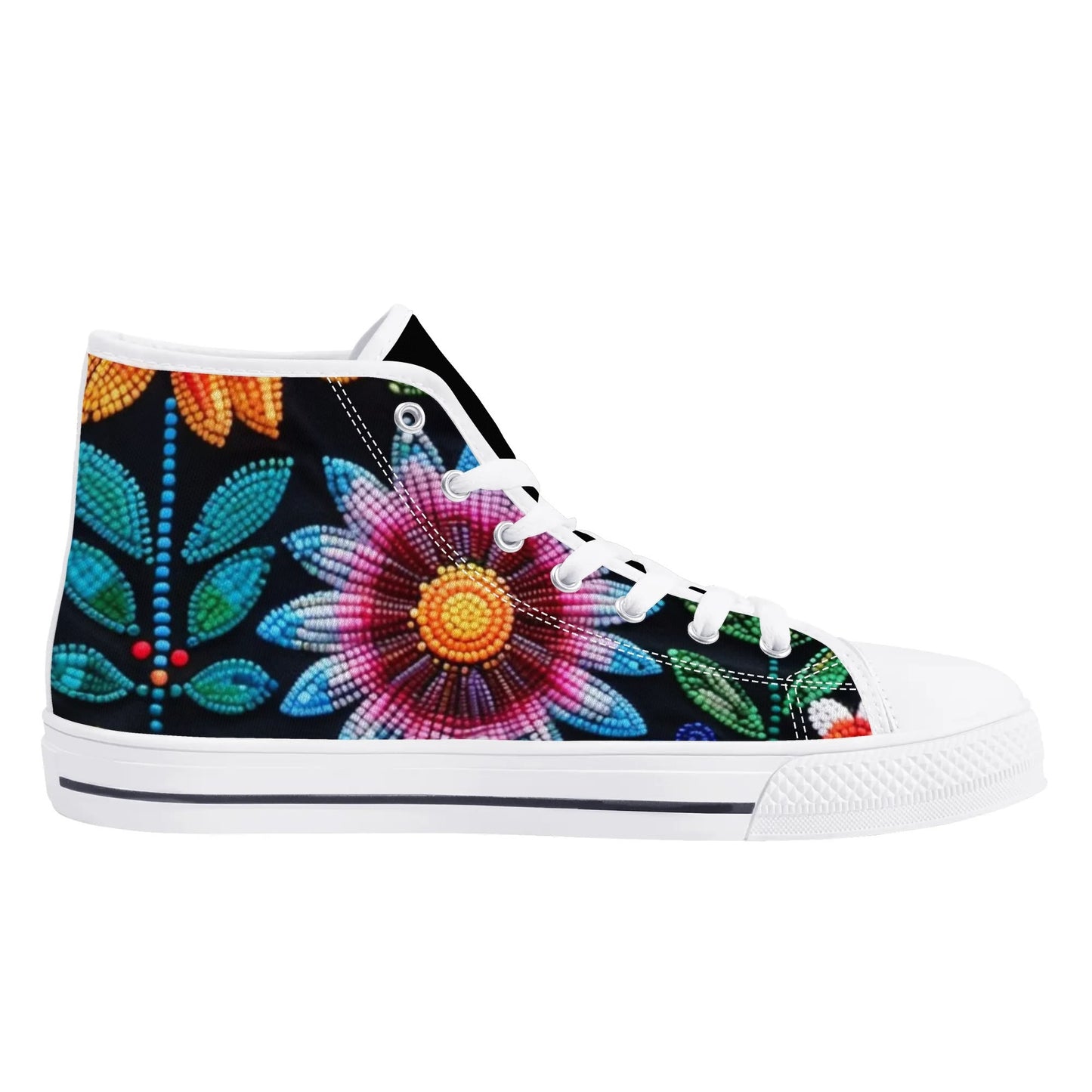 Women's Summer Flower Beaded High Top Canvas Shoes