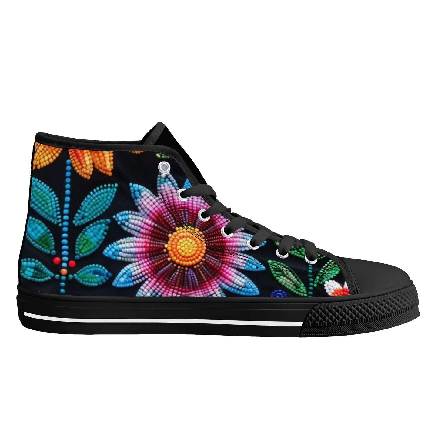 Women's Summer Flower Beaded High Top Canvas Shoes