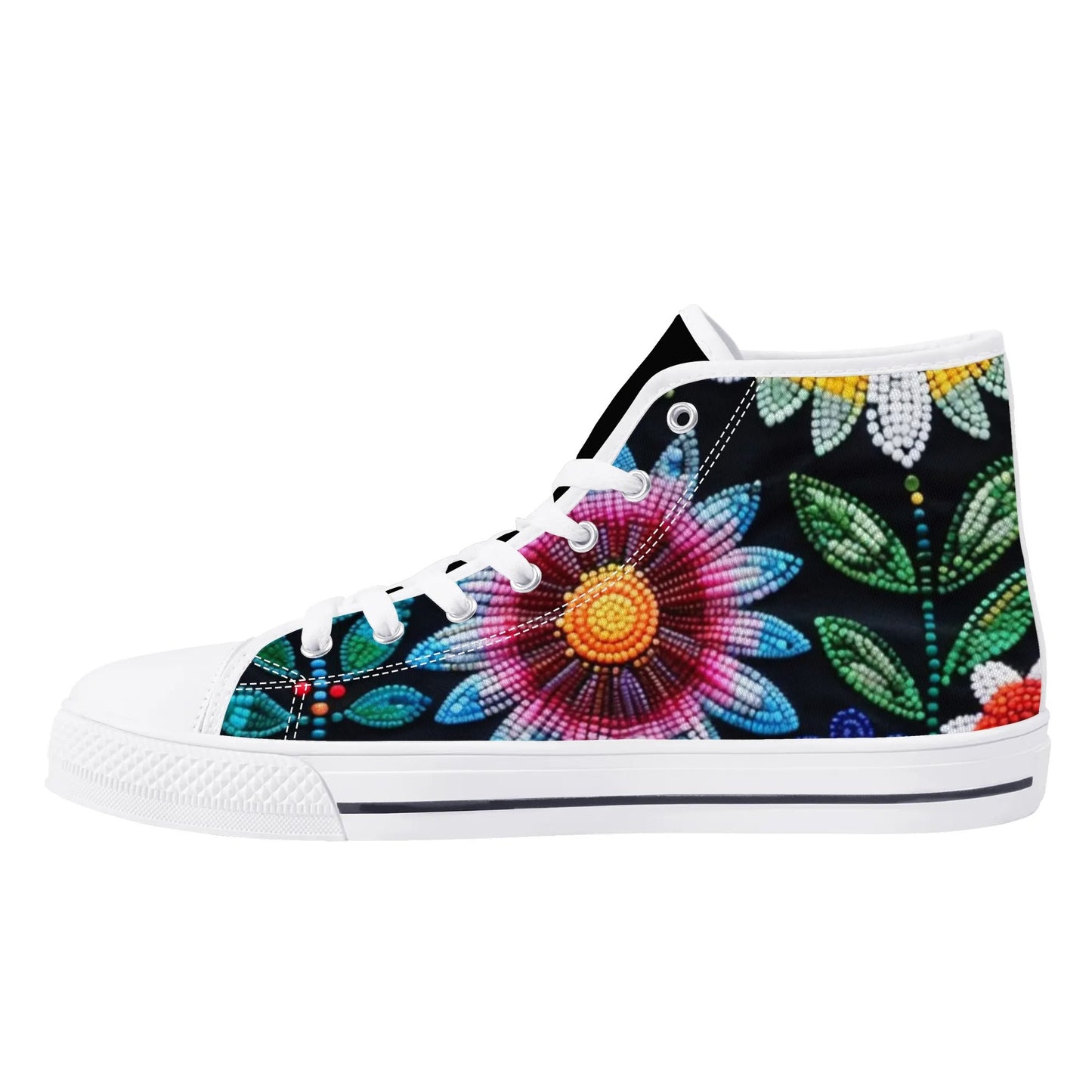 Women's Summer Flower Beaded High Top Canvas Shoes