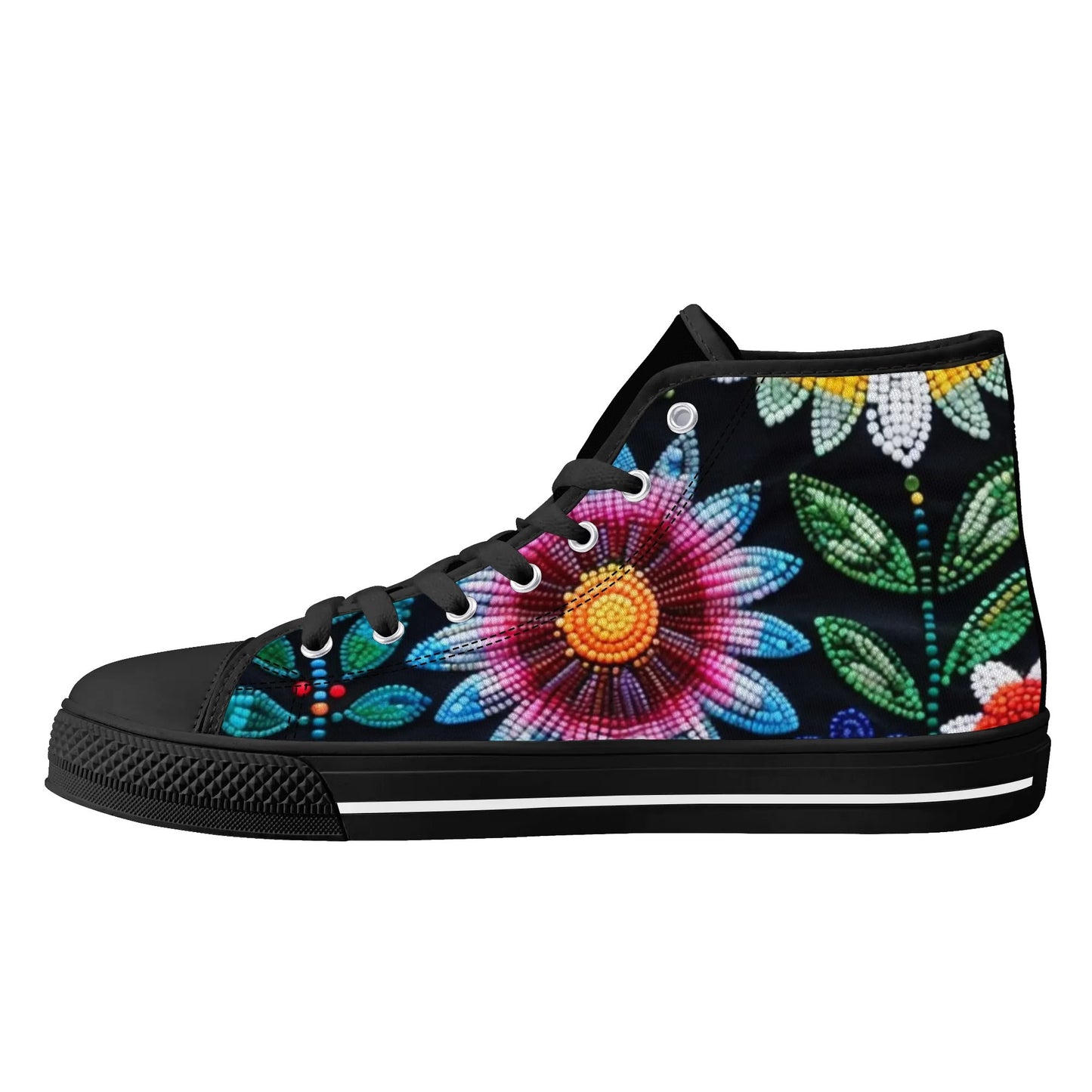 Women's Summer Flower Beaded High Top Canvas Shoes