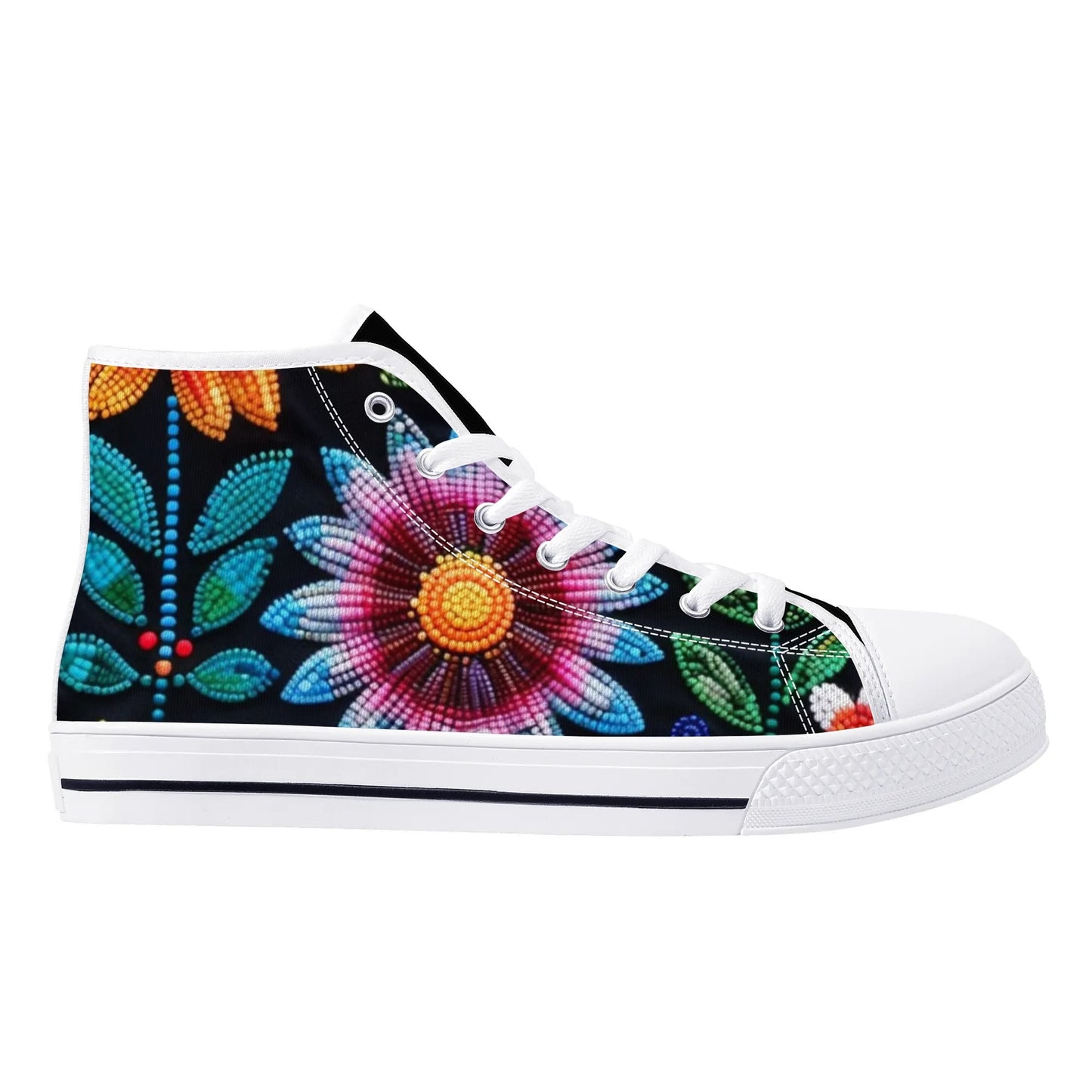 Women's Summer Flower Beaded High Top Canvas Shoes